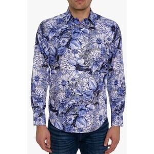 Robert Graham -L- Rooney Blue Artsy Floral LS Woven Shirt NWT $218